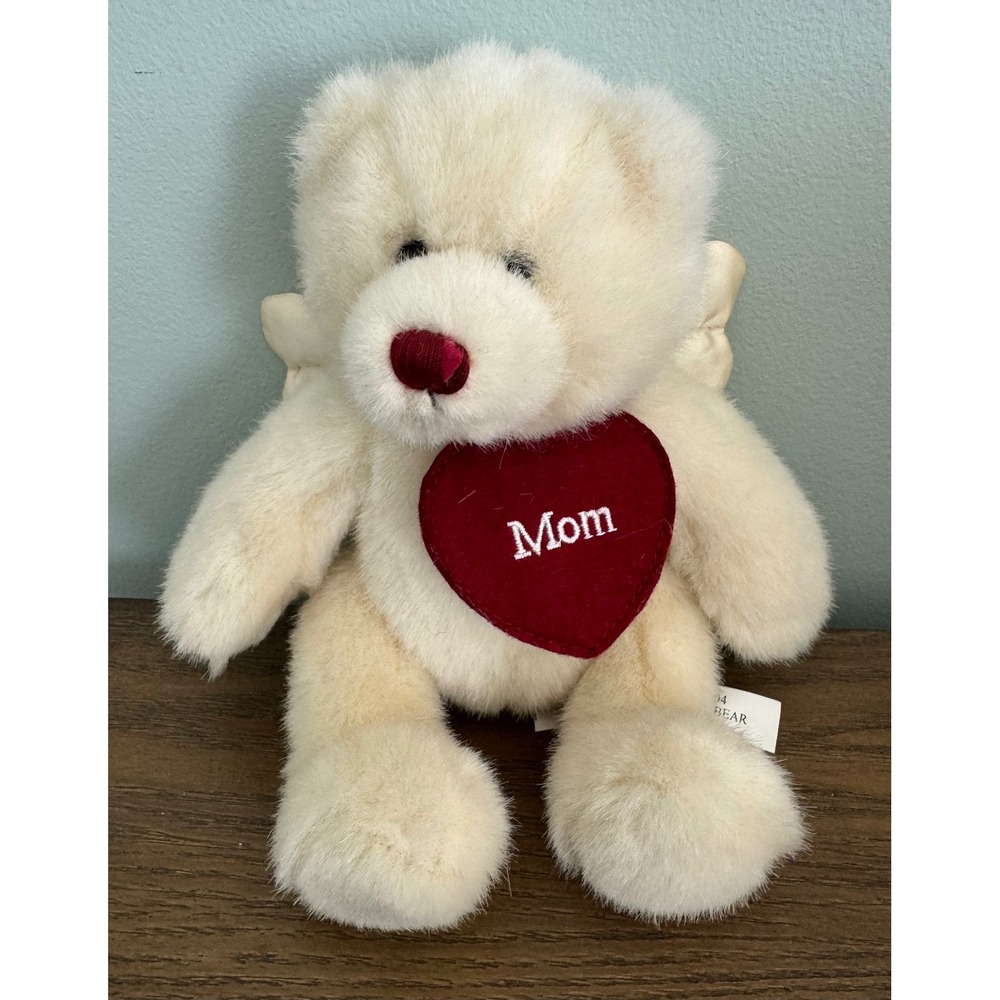 Ganz Angel Bear PB104 Cream Plush Mom Heart Wings Stuffed‎ Animal Toy EUC